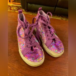 Kids JoJo Siwa Hitop Fashion Purple Sequin Sneakers sz 2